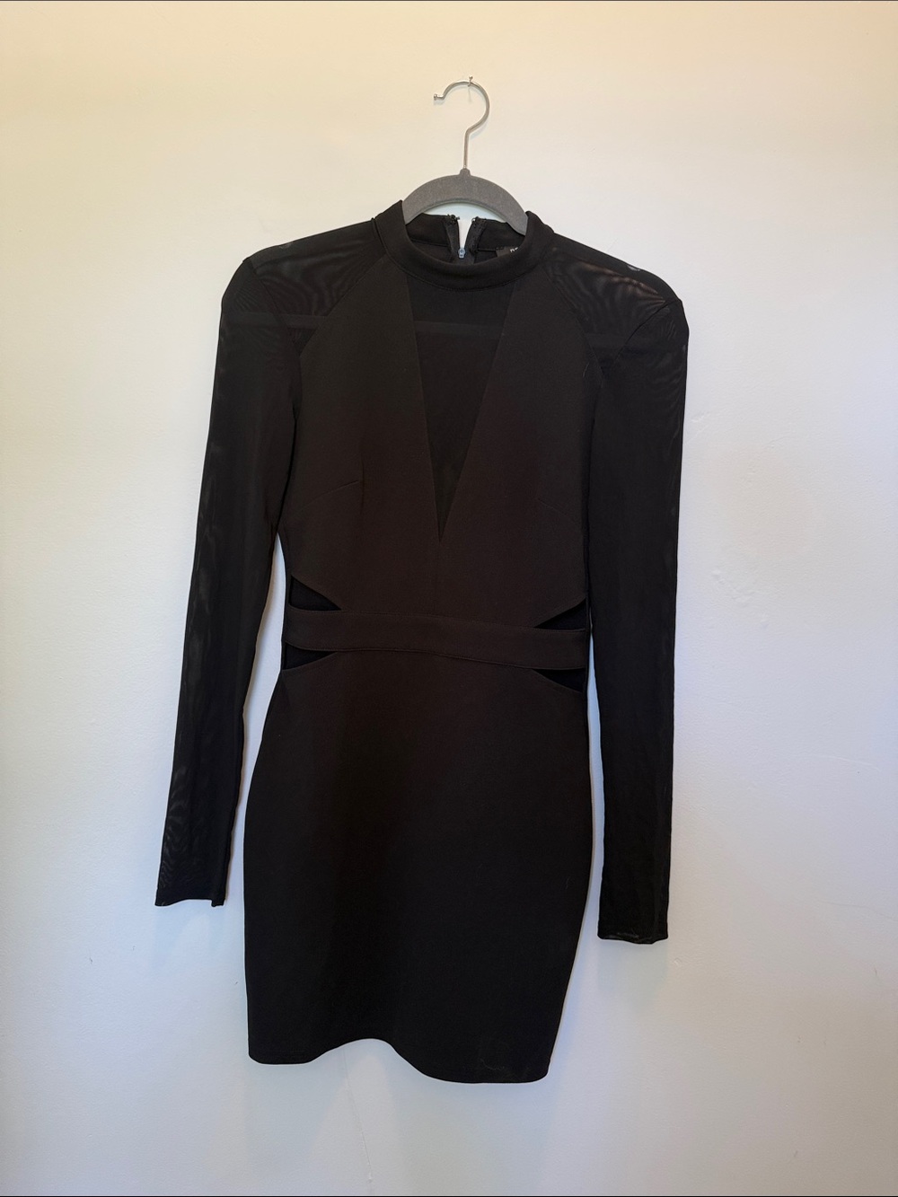 privy Black Long-Sleeve Cutout Bodycon Mini Dress